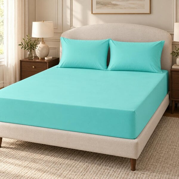 Night Zone 200 Thread Count Egyptian Cotton Fitted Sheet 30cm Deep – Soft Breathable Bed Sheet