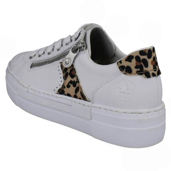 Rieker Ladies Rieker Leather Leopard Print Trainers N4924