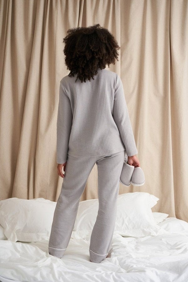 Luxury Suite Waffle PJ Set in GreyNightwear