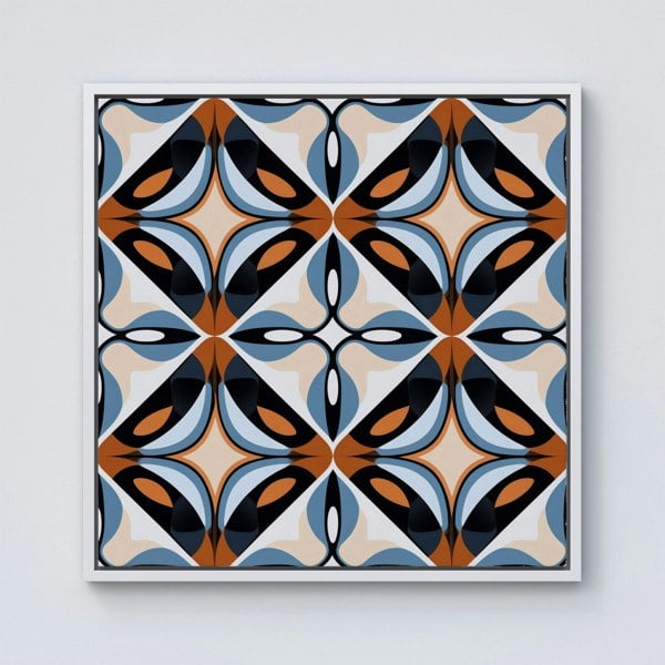 Warren Reed Brown And Blue Geometric Pattern Framed Canvas