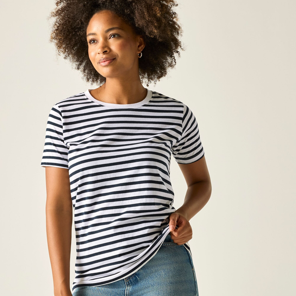 Regatta Womens Bayletta Striped T-Shirt - White/Navy