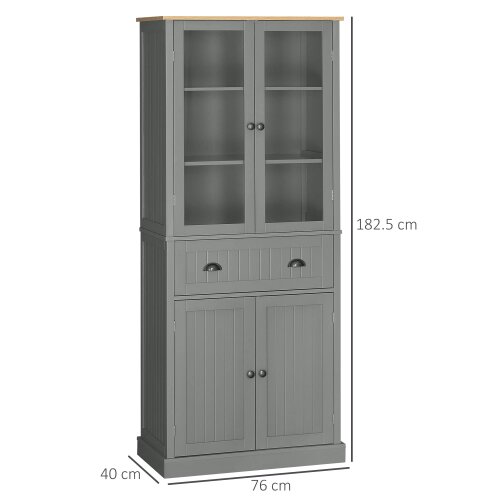 Wyld Haus Todi Hael Wooden Grey 180 cm Tall Kitchen Pantry Cabinet Adjustable Shelves And Drawer Storage