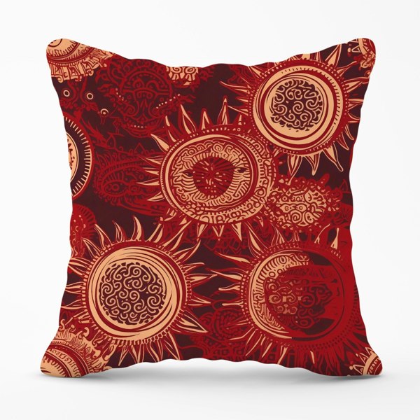 Warren Reed Abstract Red Moon and Sun Cushions