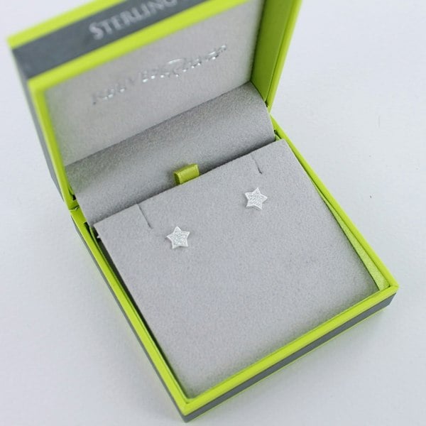 Sterling Silver Edged Sparkle Star Stud - Reeves & Reeves