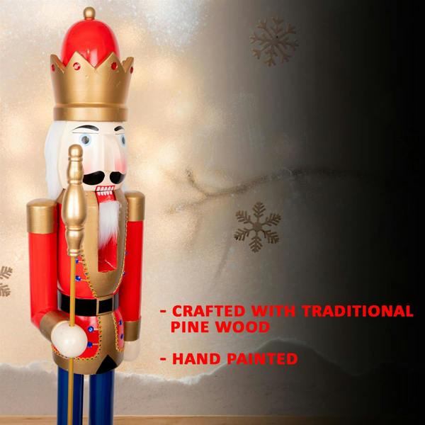 150cm Wooden Christmas Nutcracker Soldier Ornament, Hand-Painted Wood Festive Decoration image 5