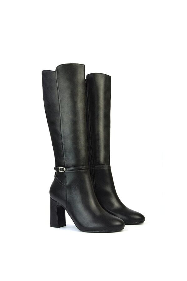 XY LONDON Knee High Boots With Block Mid Heel