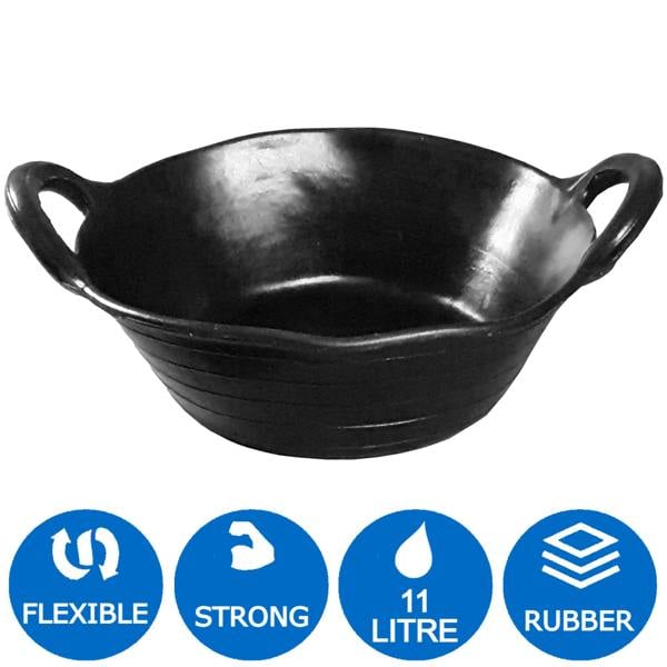 Ketoplastics Skip feed bucket feeder 11l in black pack of 2 integrated handles made of rubber flexible animal pet horse