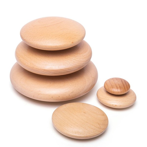 Bigjigs Toys Wooden Stacking Pebbles - 6 Pieces