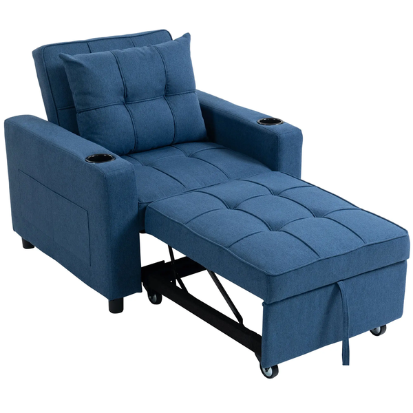 3-in-1 Single Sofa Bed, Convertible Sleeper Chair Bed - Dark Blue
