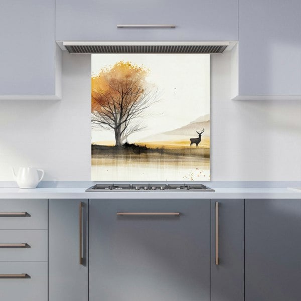 Warren Reed - Designer Autumn Landscape Stag Watercolour Kitchen Splashback