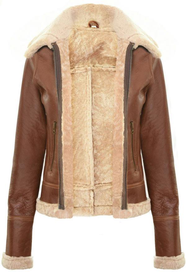 Infinity Leather Womens Tan B3 Sheepskin Flying Jacket-Kano