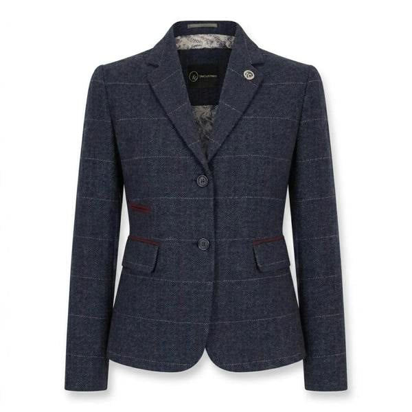 TruClothing TPW-32 - Women's Navy Wool Blend Tweed Blazer Waistcoat