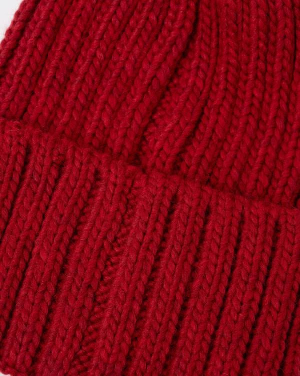 texture detail of a Napapijri Semiury 5 Bobble Hat in Haute Red R1F