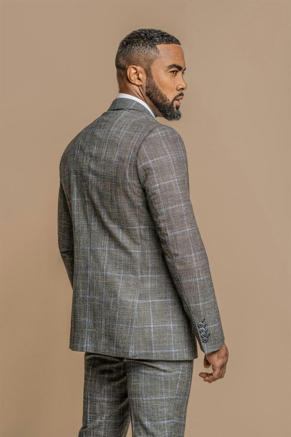 House of Cavani Power Grey Tweed Slim Fit Blazer