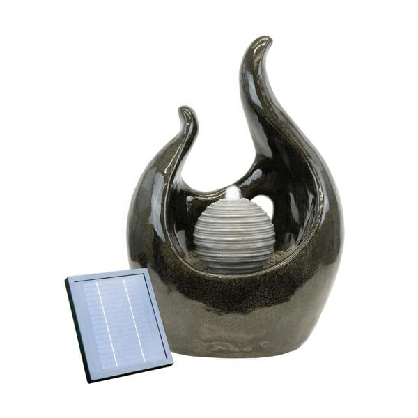 Gardenwize Solar Powered Baroque-Style Water Feature with LED Light – Garden Fountain for Patio, Decking & Outdoor Spaces