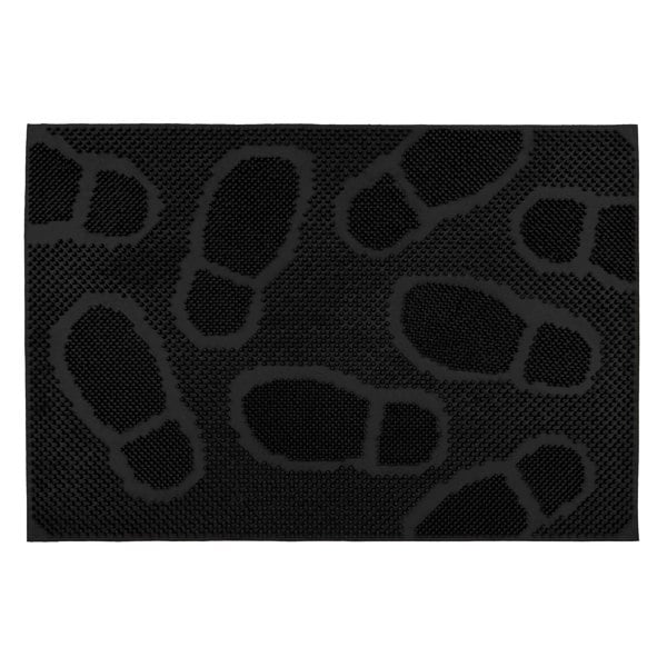 JVL Footprint Scraper Rubber Pin Doormat, 40x60cm, Black