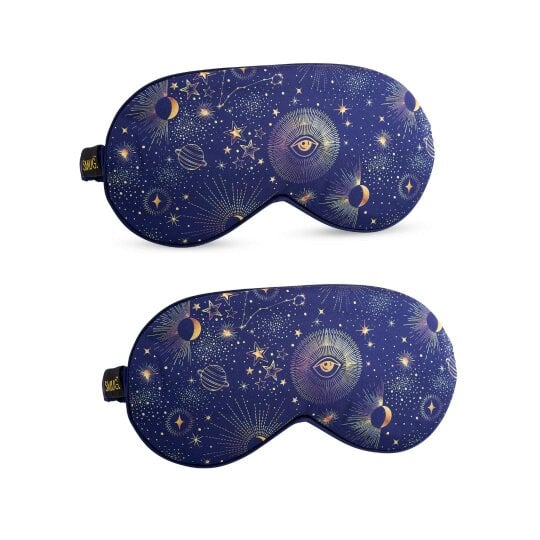 Satin Sleep Mask Twin Pack Sets - Various Designs - Blue Celestial