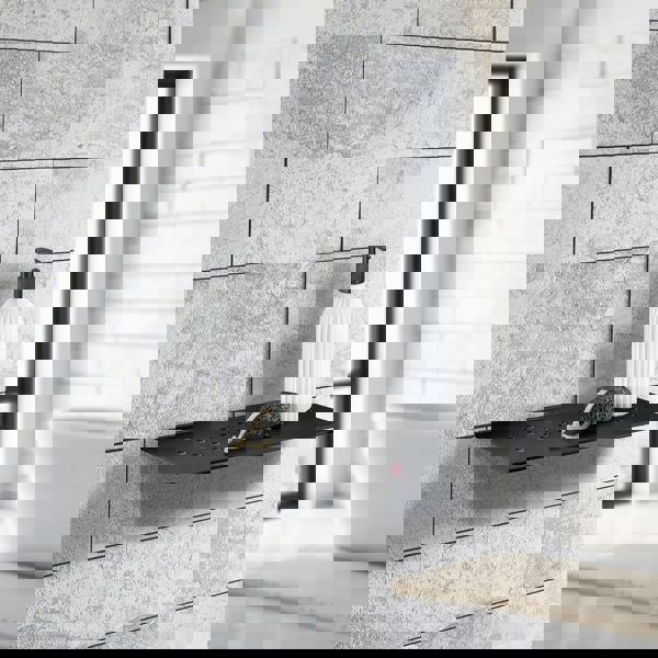 Smedbo Matt Black Stainless Steel Grout Line Shower Shelf with Holes (250 x 100mm)