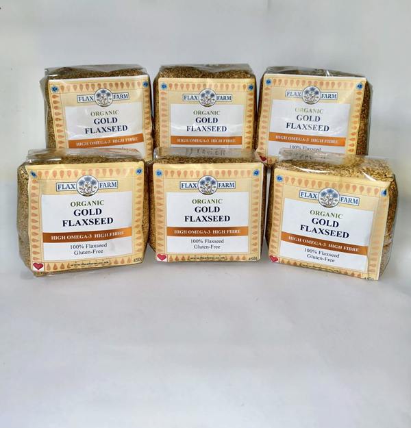 6 x 450g Whole Gold ORGANIC Flaxseeds