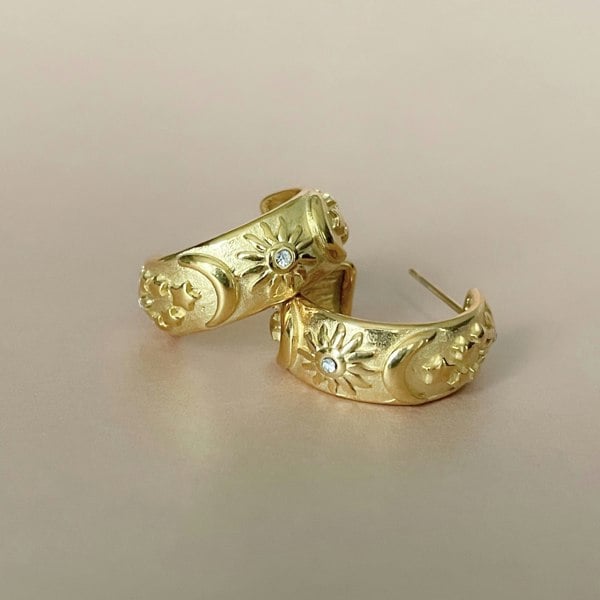 Luxe Tones Helia 18ct Gold Plated Celestial Earrings