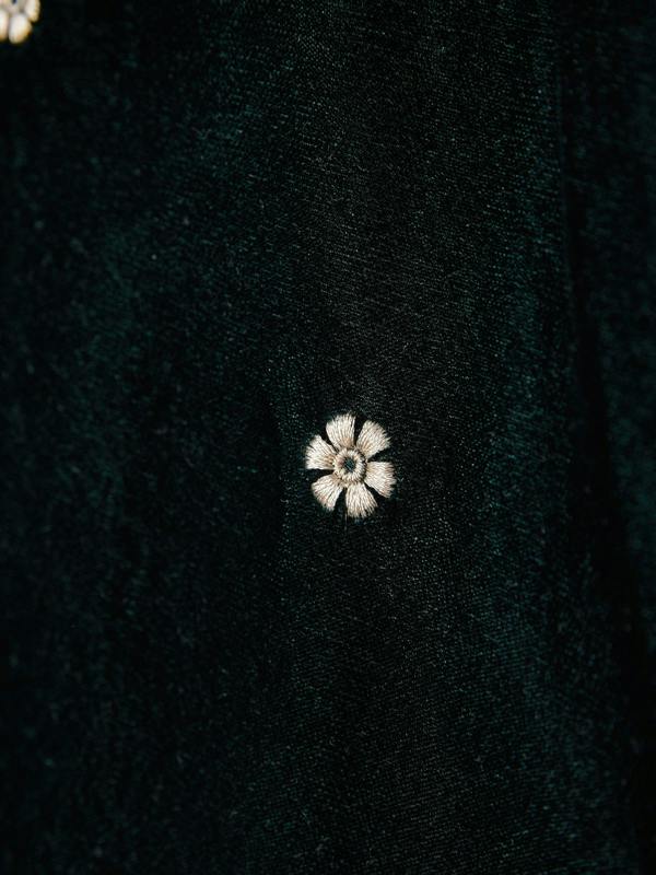 Rose & Nancy Mila Green Velvet Embroidered Skirt