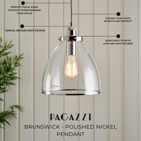 Pagazzi Lighting Brunswick Polished Nickel Ceiling Pendant