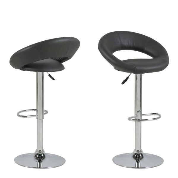 Furniture To Go Plump Black Swivel Bar Stool with Open Back