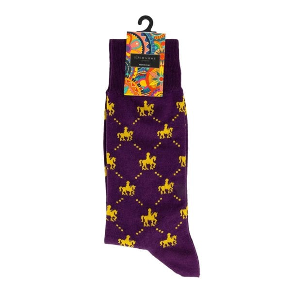 Embassy London Footsie - Purple - Women's cotton crew socks UK 3 to 7 in dark purple