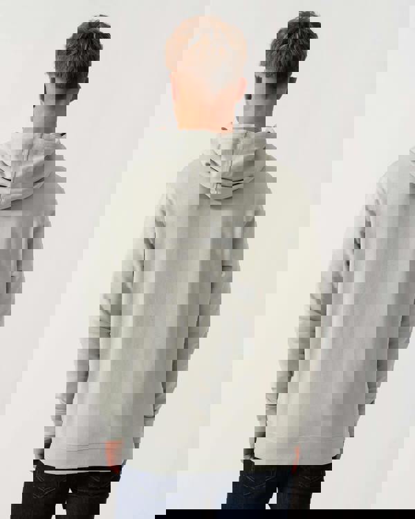 Model wearing BOSS Orange Wetalk Mens Pullover Hoodie With Logo Patch in Silver 043 - Back