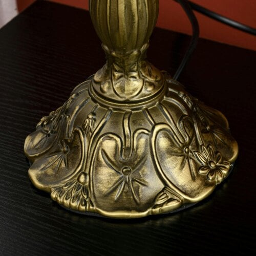 Wyld Haus Repatto Glass And Metal Blue Handcrafted Stained Glass Table Lamp