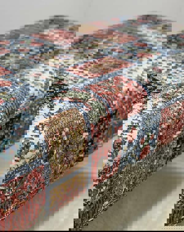 ISTOOLS Premium Printed Pattern Fabric Footstool Ottoman – Multi-Functional Pouffe Footrest & Table