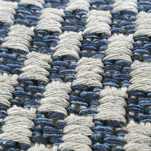 Viva Rugs Cotton Rug Braided Navy Blue Grey Cream Striped Washable Flat Weave Mat Small Extra Large Long Runner