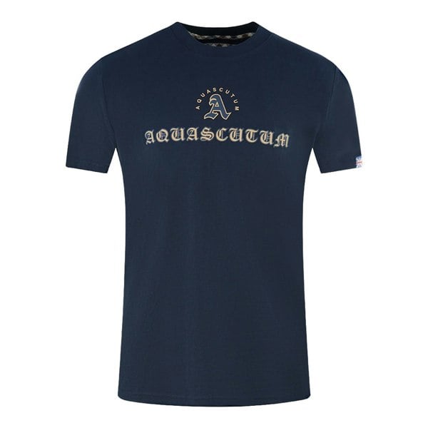 Aquascutum Script Logo T-Shirt - Navy Blue