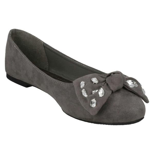 Spot On Ladies Spot On Jewel Bow Ballerina Shoes