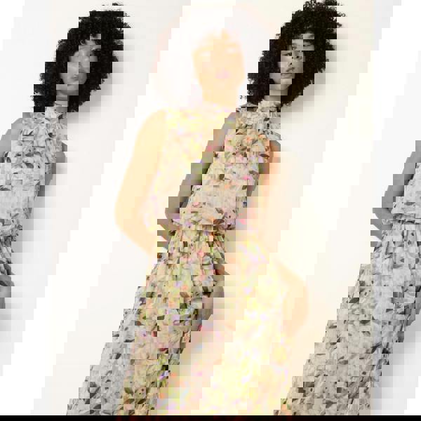 Blue Vanilla Watercolour Printed Sleeveless Midi Dress