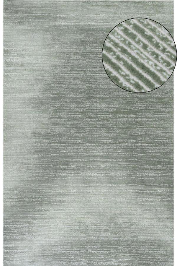 Carmel green striped design rug, textured pile, durable material, anti-allergic, easy-care | THE RUGS