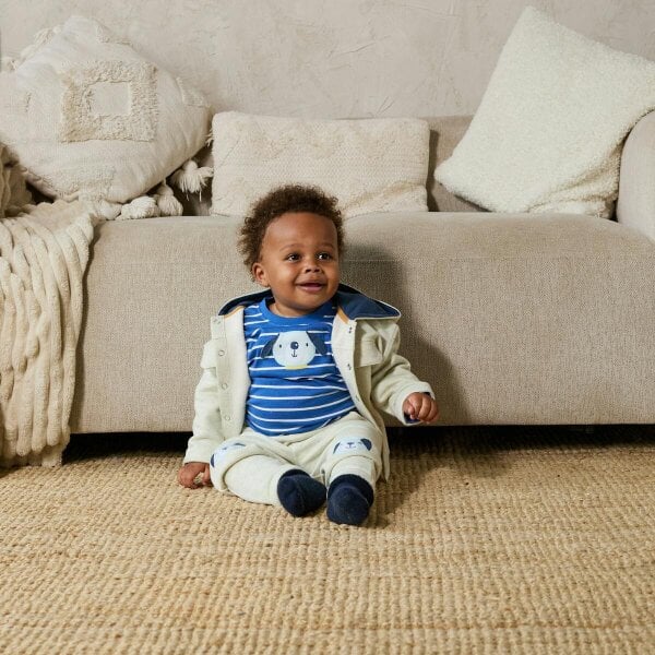Mini Cuddles Puppy Striped T-shirt (Blue & White)