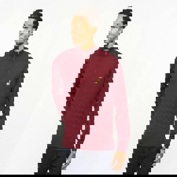 Gabicci V55GK15 Mens Naxton Long Sleeve Plain Knitted Quarter Zip Gabicci Vintage - MULBERRY