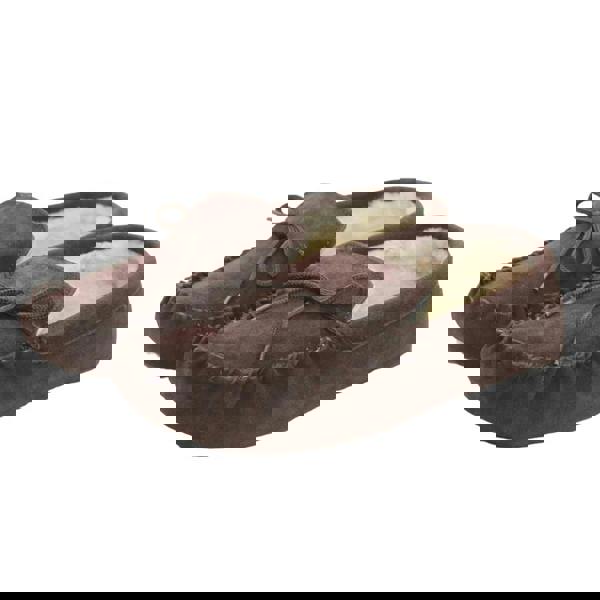 Eastern Counties Leather Unisex Adult Sheepskin Lined Hard Sole Moccasins - Dark Brown - 