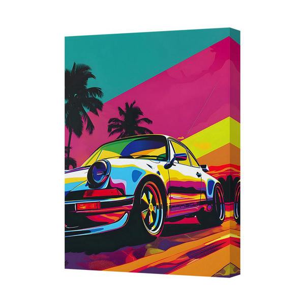 Benjamin Tate Design Colorful Porsche Car Canvas Wall Art Print Contemporary Home Decor