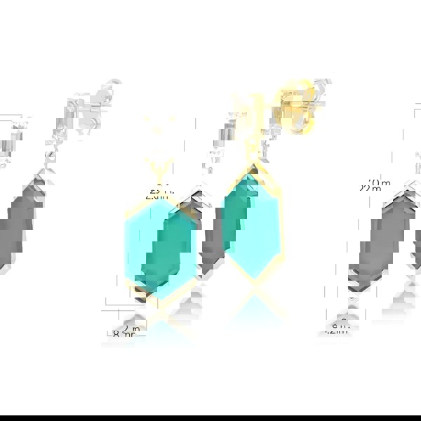 Gemondo Grand Deco Hexagon Chalcedony & Topaz Drop Earrings in Gold Vermeil