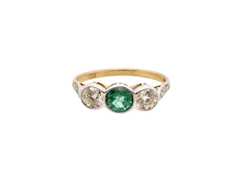 Vintage Tom An Emerald and Diamond three stone ring