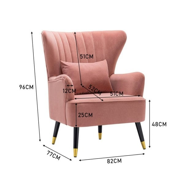 Comfortable Velvet Wingback Armchair with Cushion Wingback Chairs Living and Home