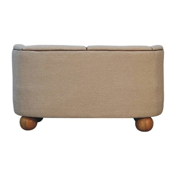Artisan Furniture Solid Wood Boucle Cream Buffalo Small Sofa