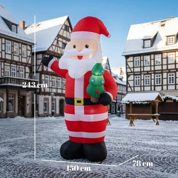 Bobobiy Inflatable Christmas Decoration, 8FT Christmas Inflatable Santa with Bright LED Light, Red