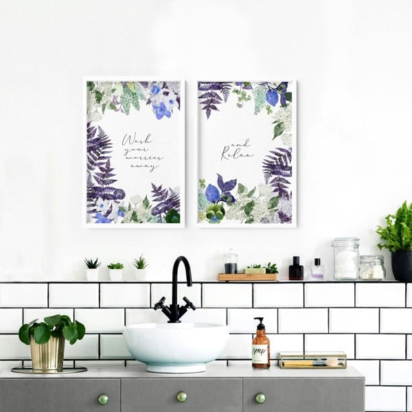 Wall art for bathrooms | set of 2 Floral wall art prints