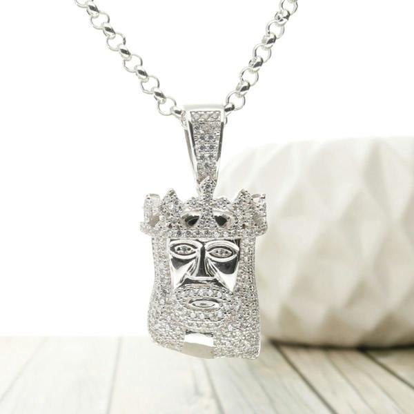 Christopher James of London Sterling Silver Jesus with Crown CZ Pendant and Optional Chain