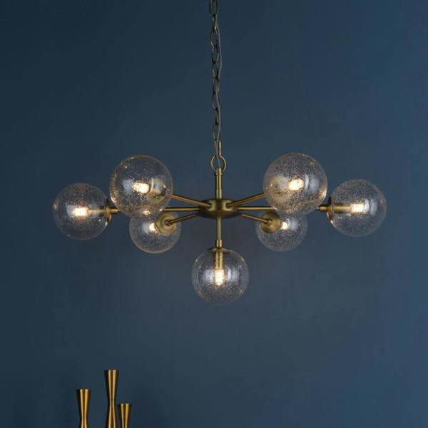 Pagazzi Lighting Ophelia 7-Light Warm Brass and Glass Pendant