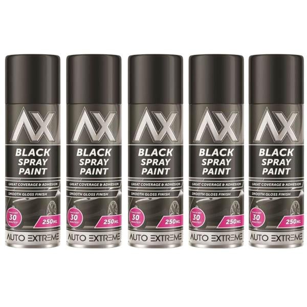 Auto Extreme 5X Auto Extreme Black Gloss Spray Paint 250ml