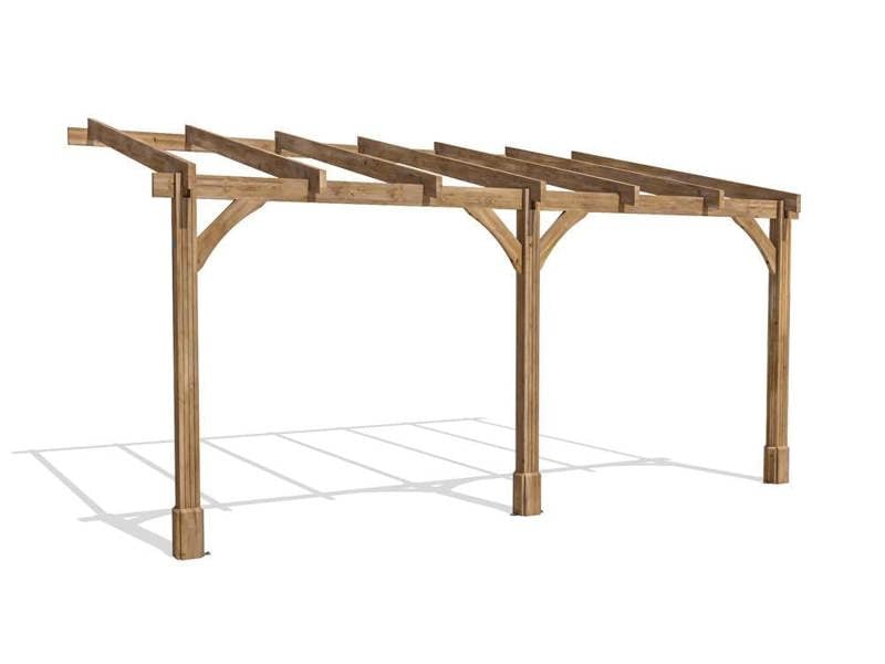 Dunster House Wooden Lean To Pergola Kit 5m x 3m Wall Mounted Garden Plant Frame Leviathan